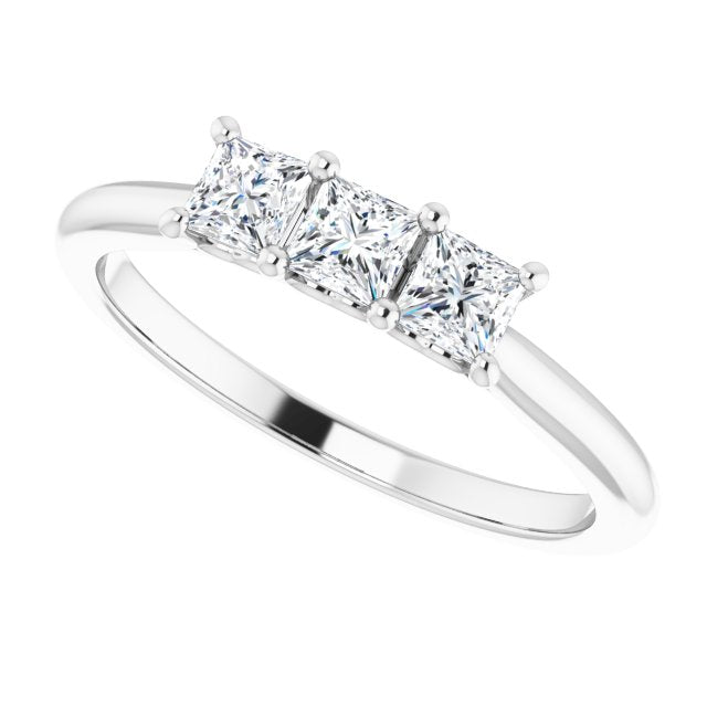 0.54 ct. Princess Cut Diamond 3 Stone Wedding Band-VIRABYANI